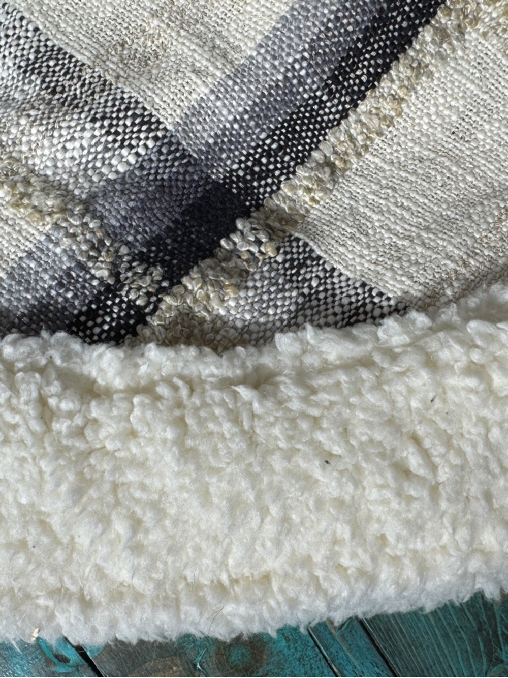 Winter Wonderland Black & White Buffalo Plaid Sherpa Christmas Tree Skirt 50" - Picture 3 of 11
